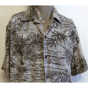 Go Barefoot Scenes of Hawaii Print Hawaiian Shirt Size Large Mountains Aloha